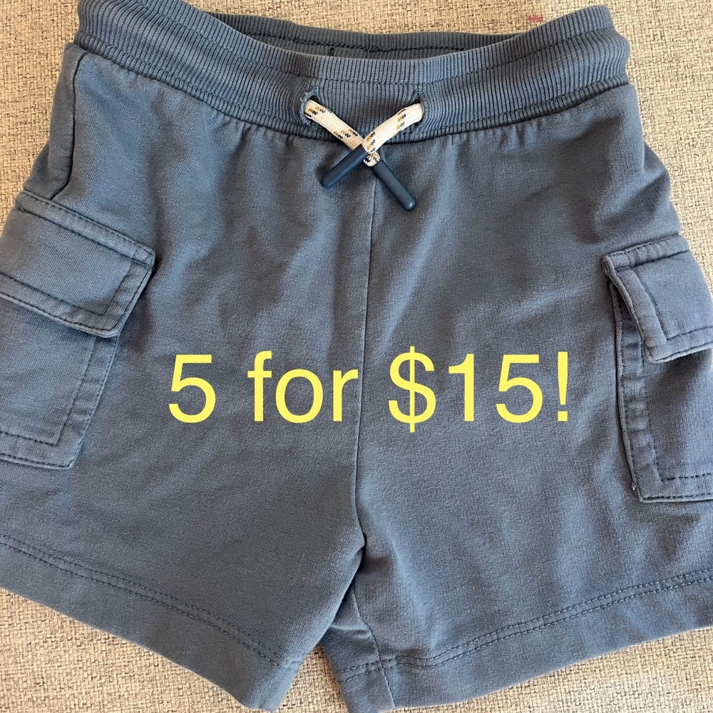 24mo blue soft shorts boys girls cargo pockets